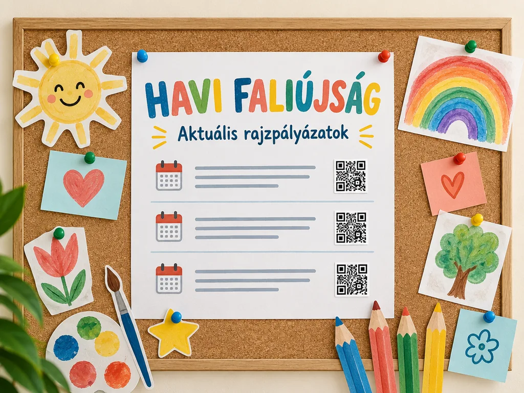 Havi faliújság – aktuális rajzpályázatok, kattintásra a nyomtatható változat nyílik meg